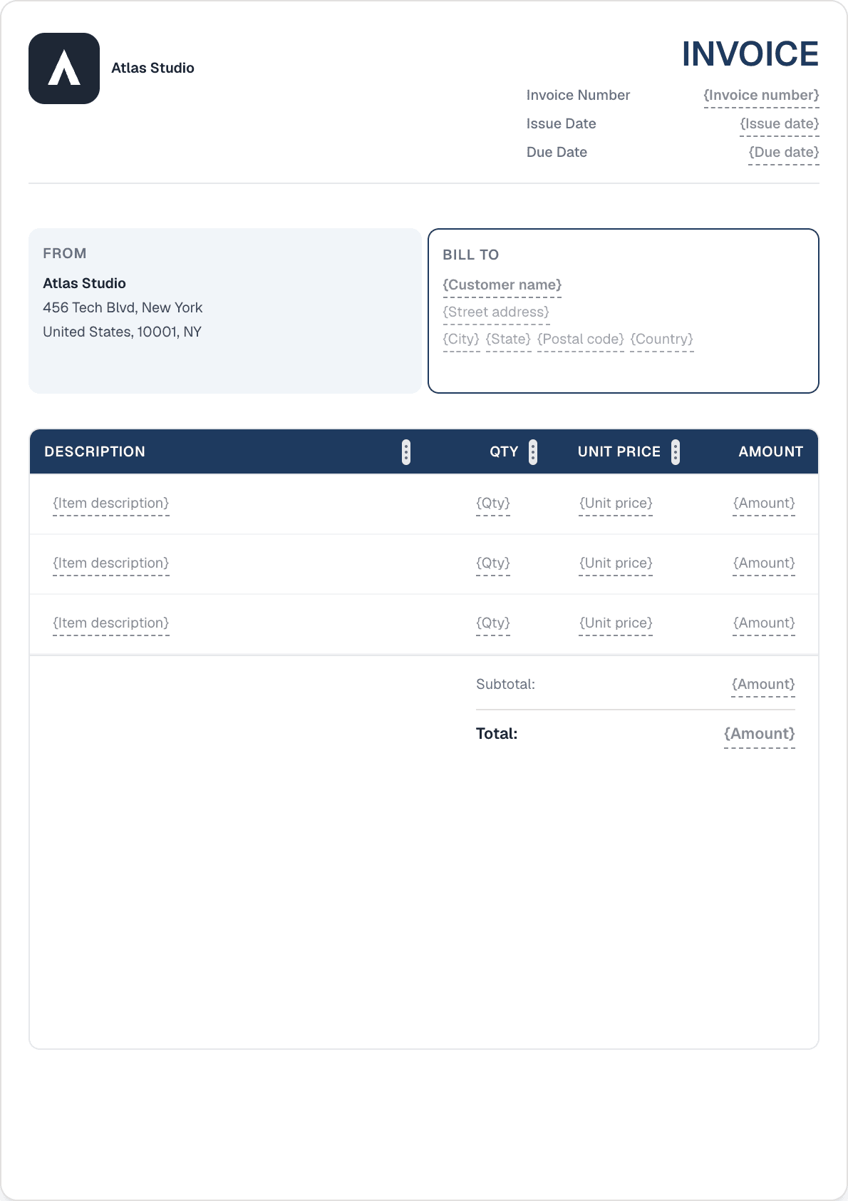 Consulting invoice template